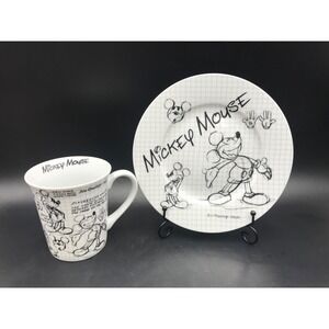 Walt Disney Mickey Mouse Sketchbook Ceramic Mug & Plate Set Don Towsley